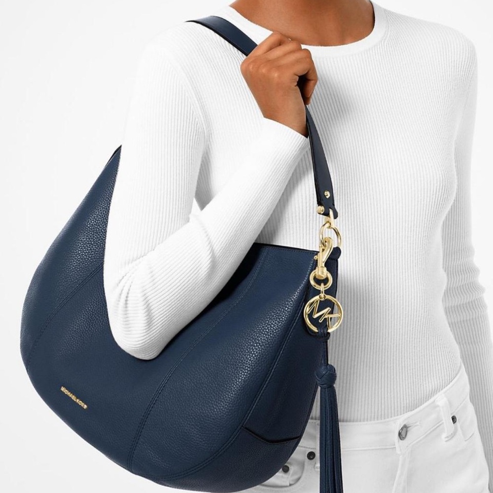 Michael Kors Navy Blue Leather Shoulder Bag